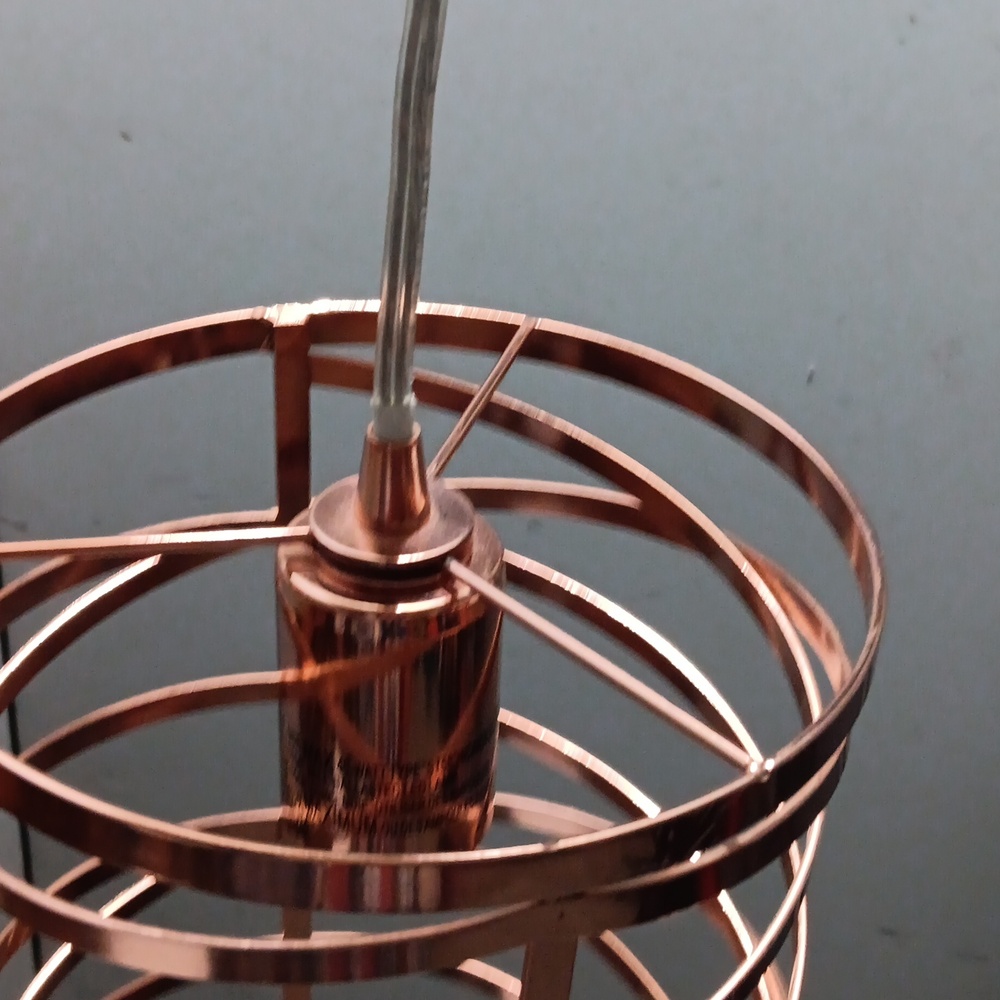 Copper Spiral Cage Pendant Lamp | Modern Metallic Accent - Picture 7 of 9